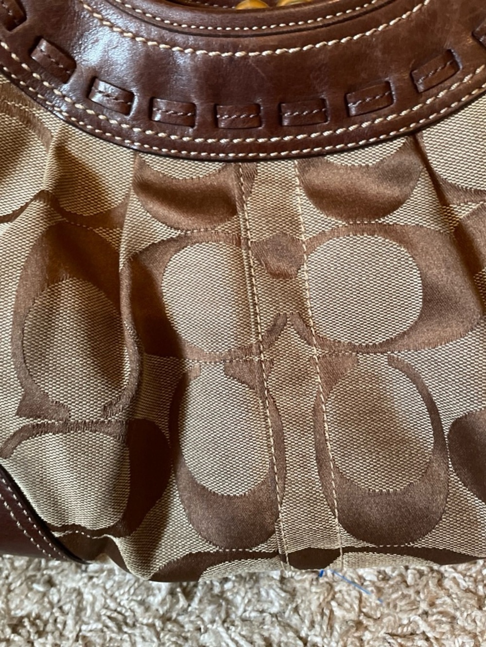 Coach Brown Signature Canvas Satchel with Leather Trim - Picture 8 of 8